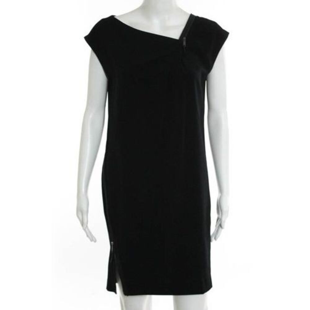 Elie Tahari Black Zipper Detail Sleeveless Crew Neck Dress Size 0